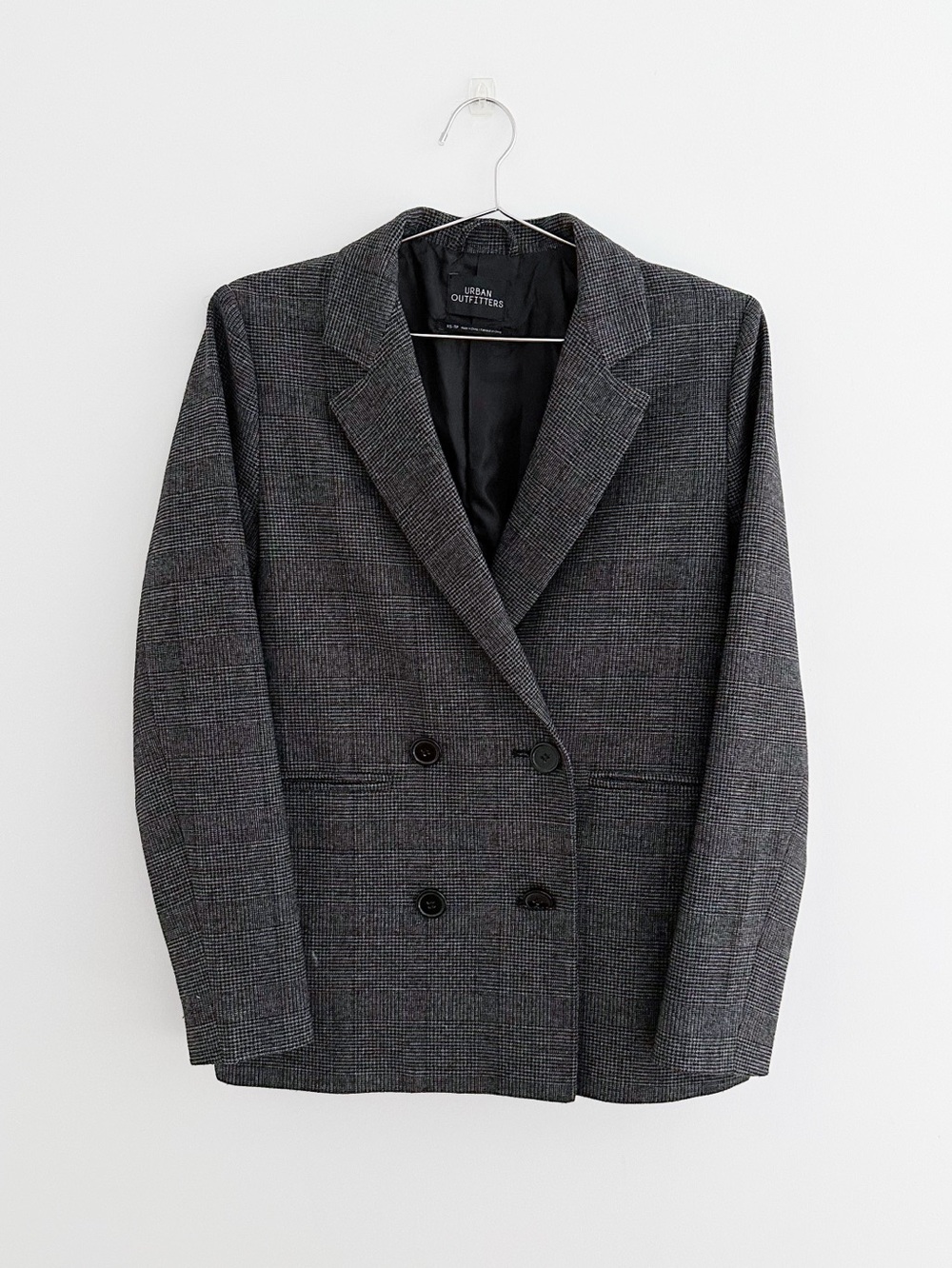 Oversized Plaid Double Breasted Blazer XS Dark Academia Old Money 90s Preppy